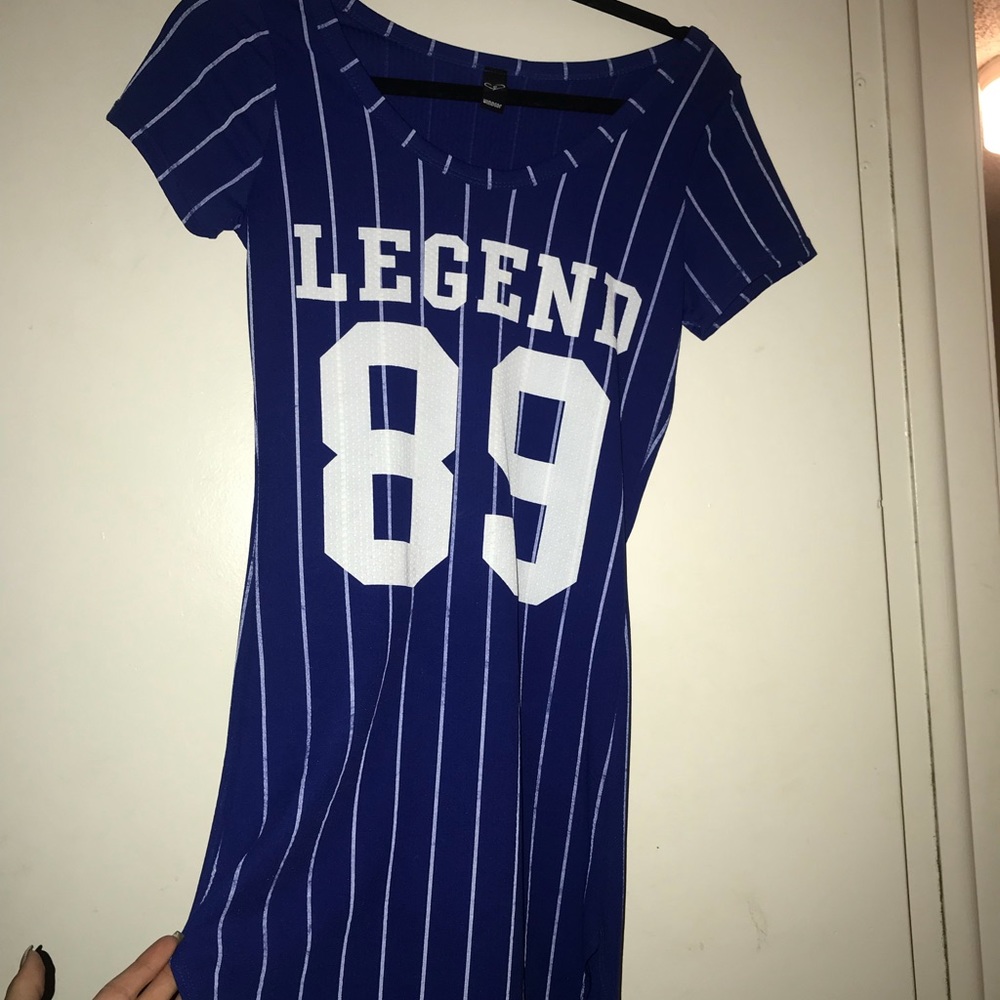 Blue baseball themed short dress